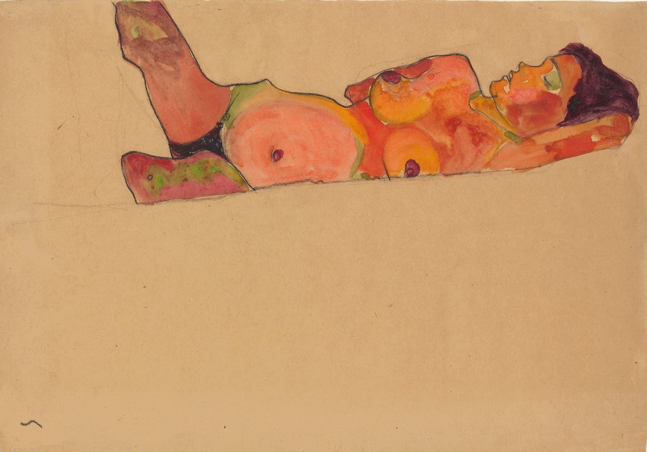 Sovende pige, 1910 af Egon Schiele
