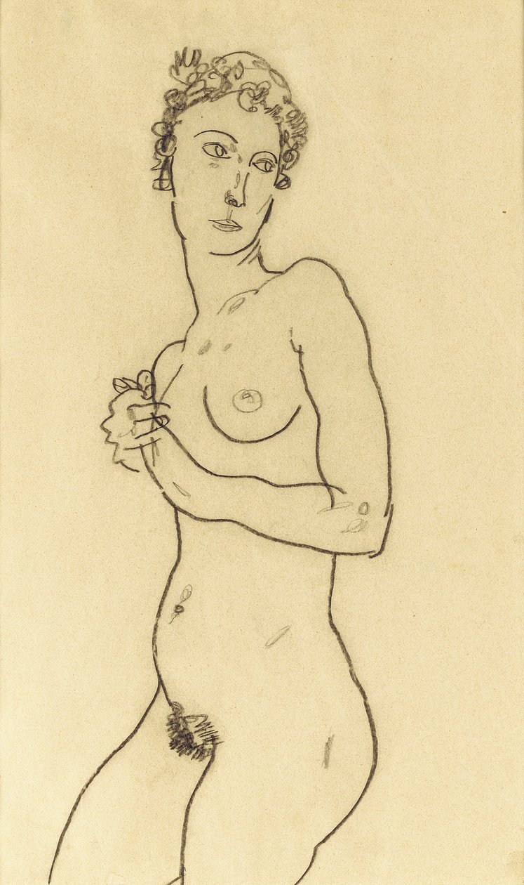 Stående nøgen, 1918 af Egon Schiele