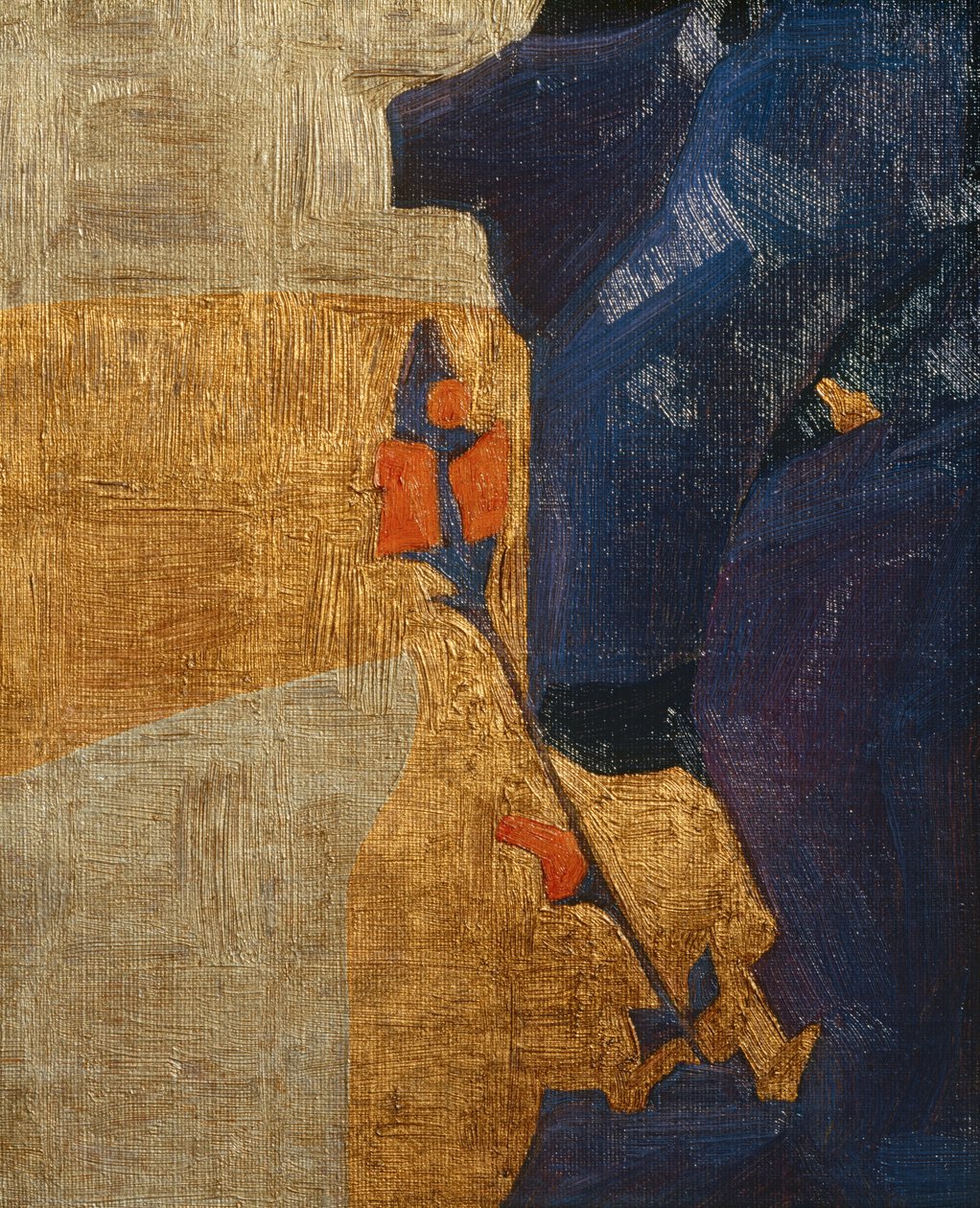 Stiliseret blomst mod en dekorativ baggrund ... (bronze) af Egon Schiele