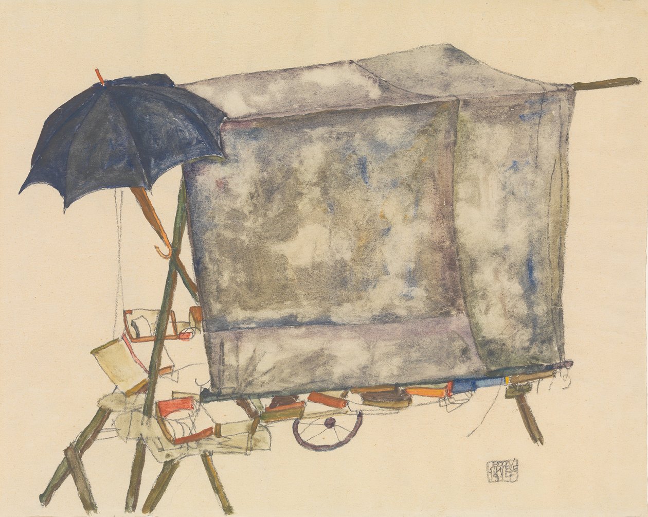 Street Cart, 1914. af Egon Schiele