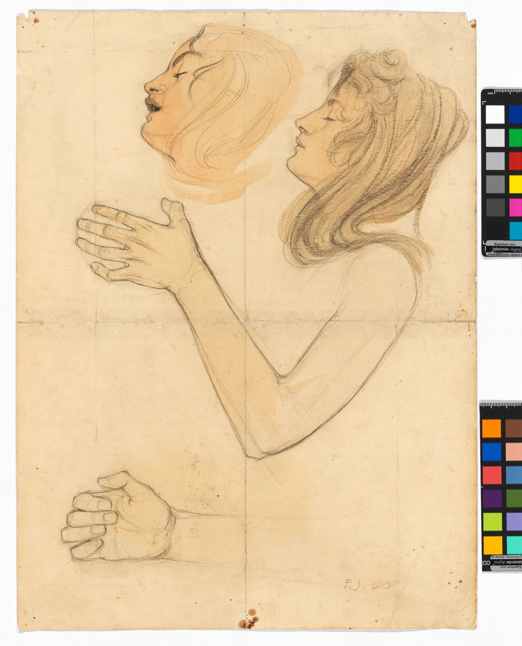 Studien der Schwester des Künstlers, Gertrude Schiele af Egon Schiele