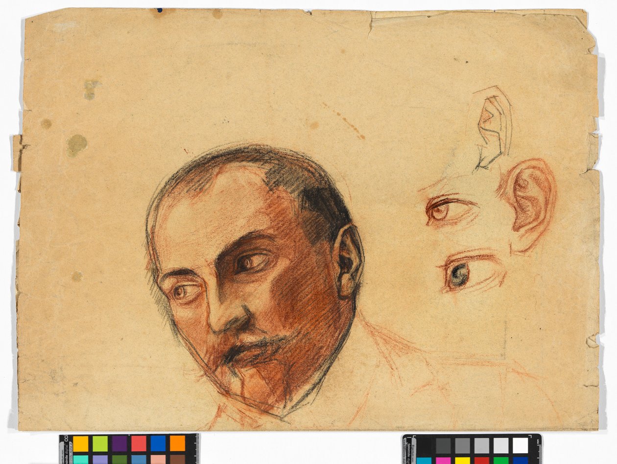Studienblatt (Kopf, Augen, Ohren) af Egon Schiele