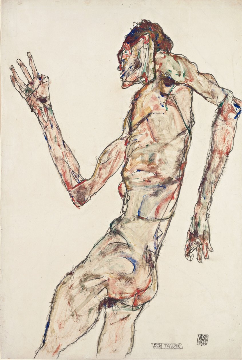 Danseren, 1913 af Egon Schiele