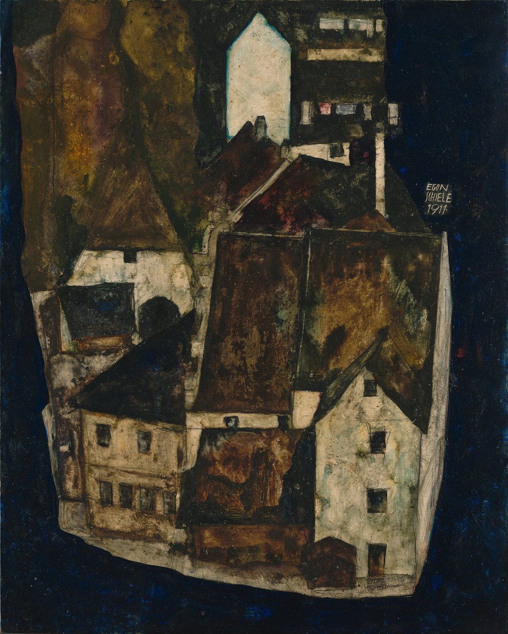 „Død by“ III („By ved den blå flod III“) af Egon Schiele