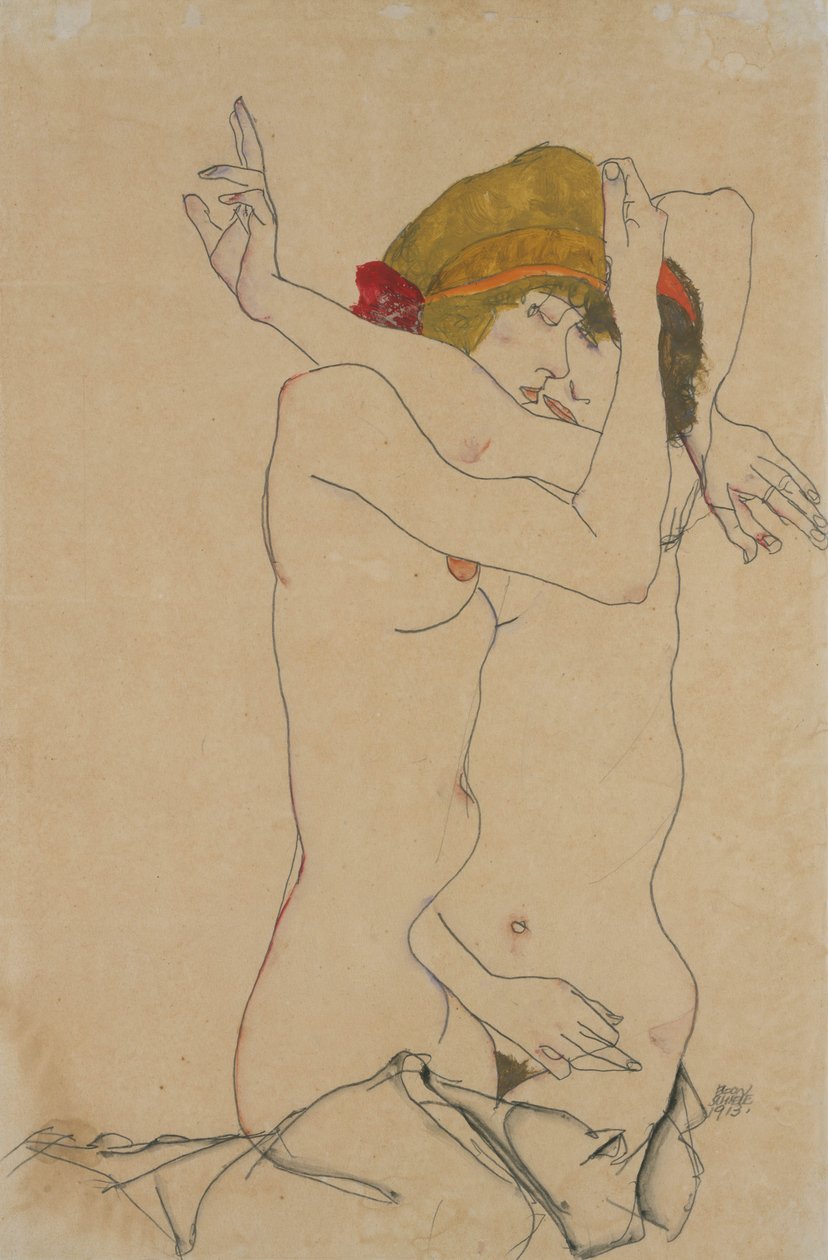 To kvinder omfavner, 1913 af Egon Schiele