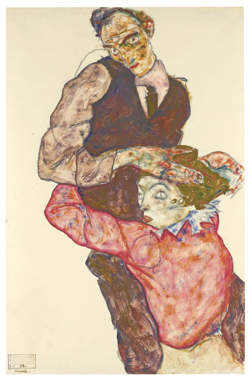 To elskende Selvportræt med Wally, 1914-1915 af Egon Schiele