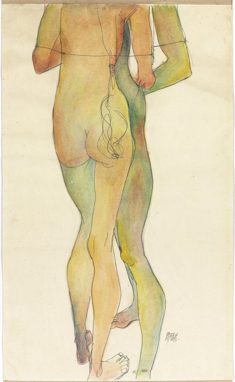 To stående nøgenbilleder af Egon Schiele