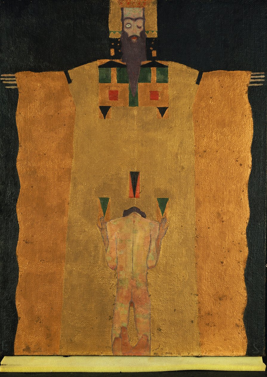 Vor Gott Vater Knees Der Jungling, 1908 af Egon Schiele