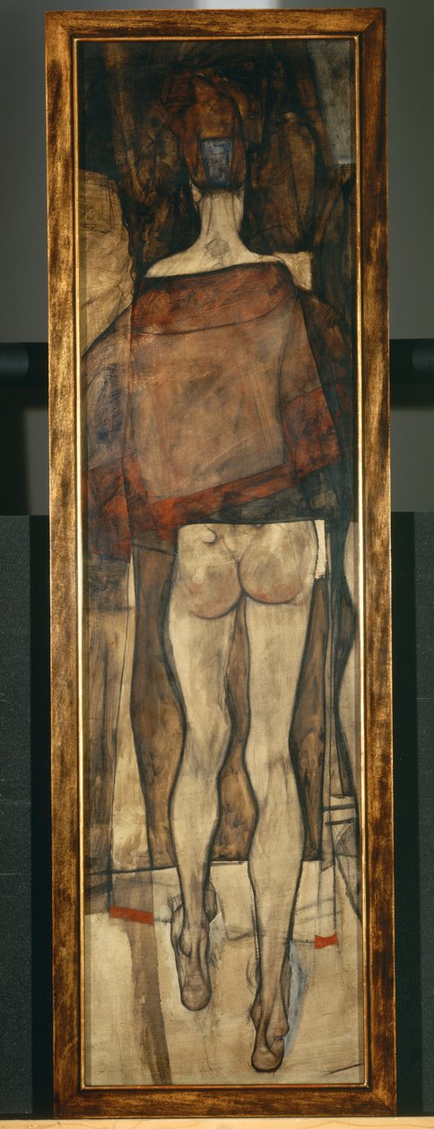 Nøgen kvinde med sjal, fragment, Nøgen kvinde med sjal, fragment1913 ... (olie på lærred) af Egon Schiele