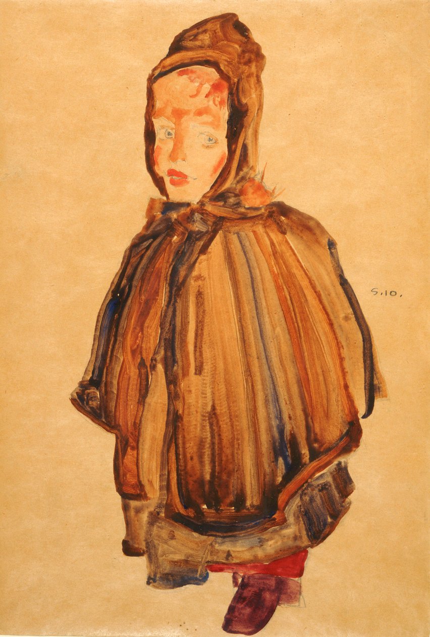 Kvinde med motorhjelm af Egon Schiele