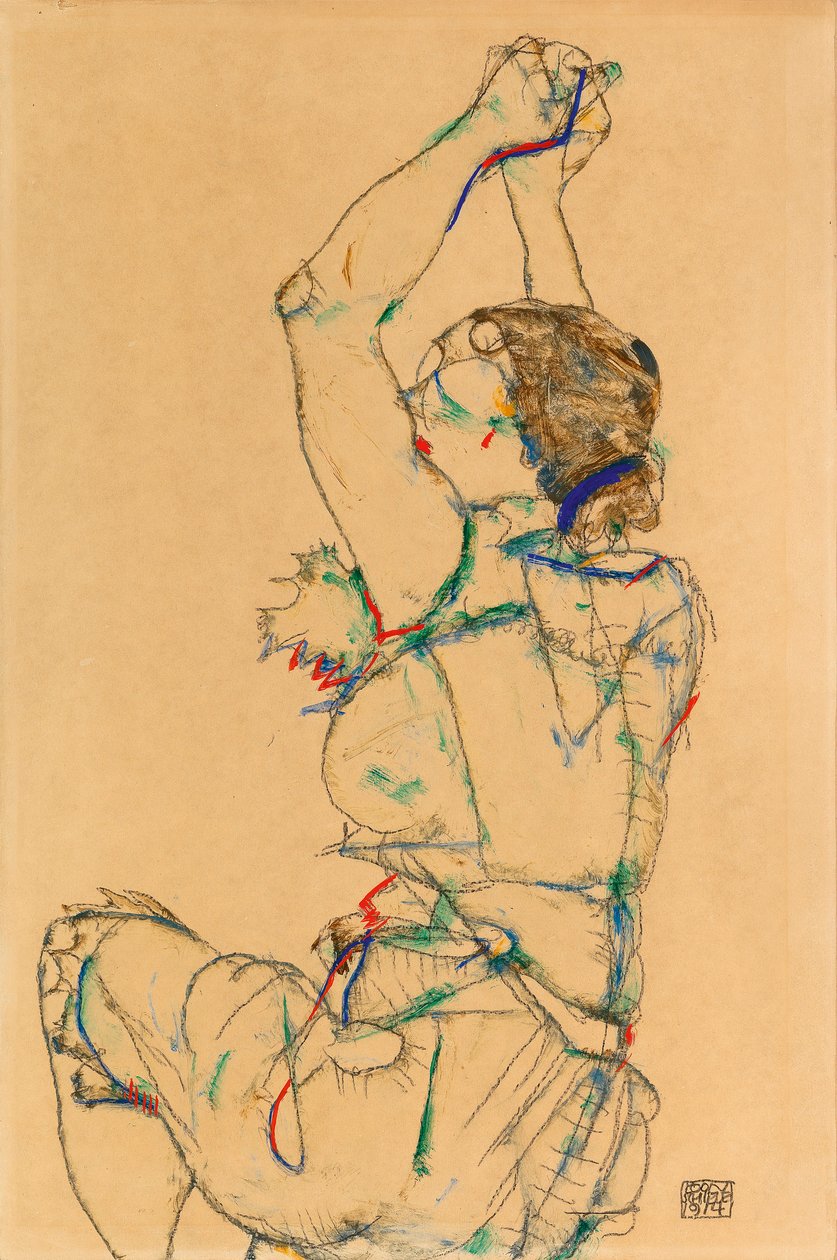 Kvinde med løftede arme, 1914. af Egon Schiele
