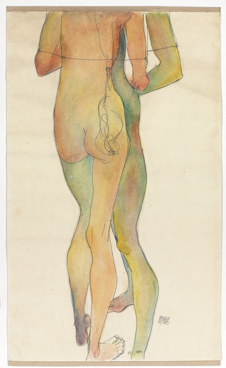 To stående nøgenbilleder, 1913 af Egon Schiele