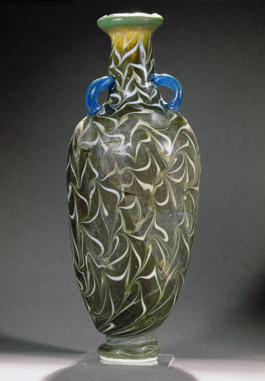 En kerneformet amfora med bølgemotiver, 19.-20. dynasti, New Kingdom (glas) af Egyptian