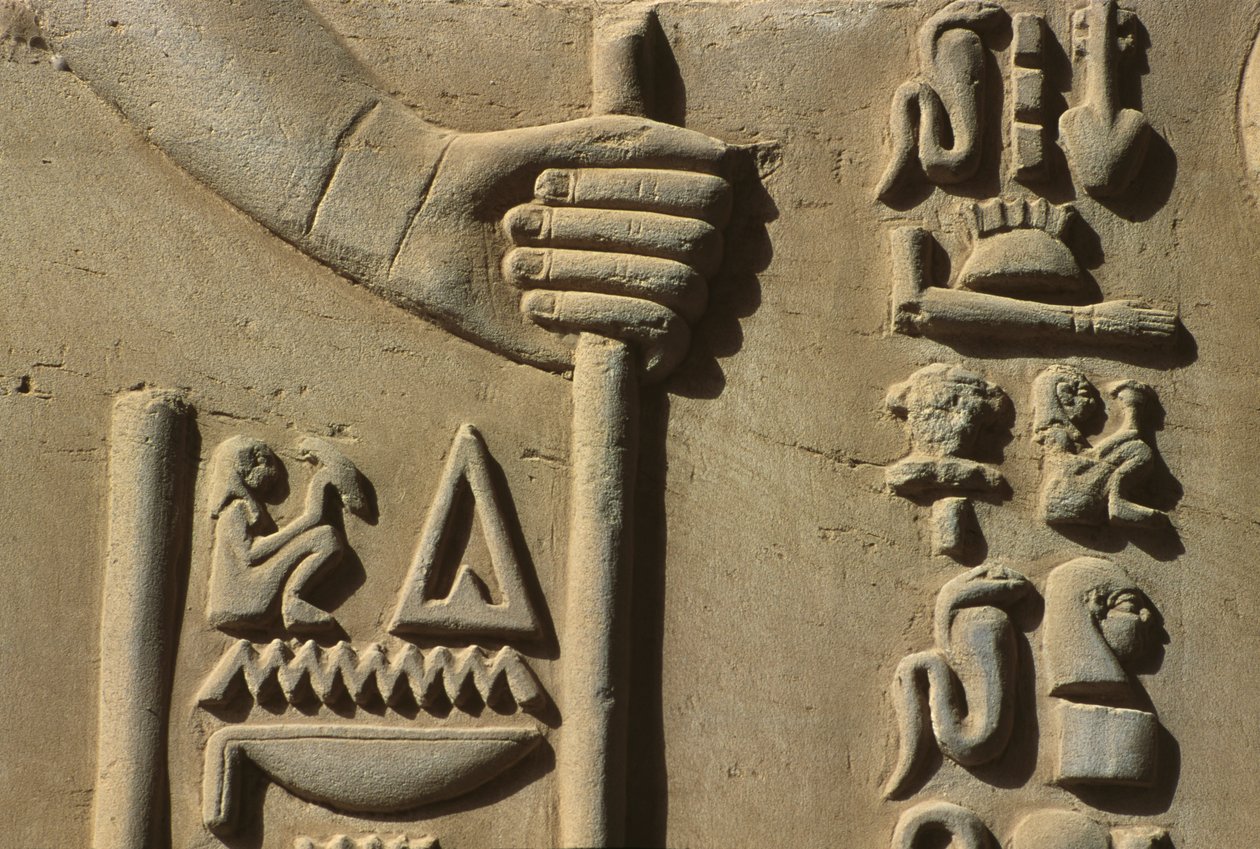 Detalje af en reliefsten af Egyptian