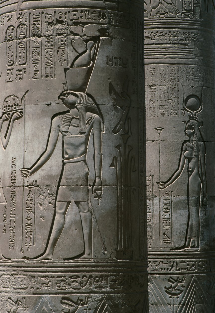 Detalje af søjlegangen, det romerske og ptolemæiske dobbelttempel Sobek og Haroeris på Nilen-stenen af Egyptian