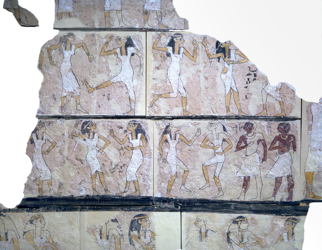 Fragment af vægmaleri, der forestiller dansende piger af Egyptian