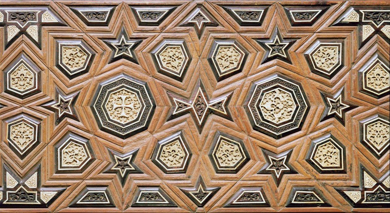 Par skodder fra en kirke (træ indlagt med elfenben og ibenholt) (detaljer) af Egyptian