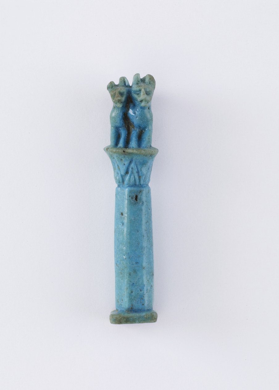 Papyrussøjle med to katte, muligvis ptolemæisk periode, 305-30 f.Kr. (fajance) af Egyptian