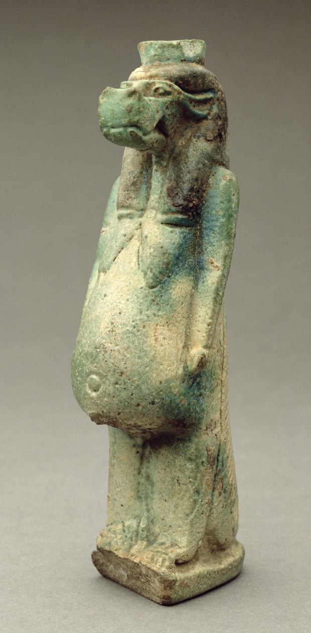 Statuette af gudinden Taweret, en flodhest med krokodillehale (fajance) af Egyptian