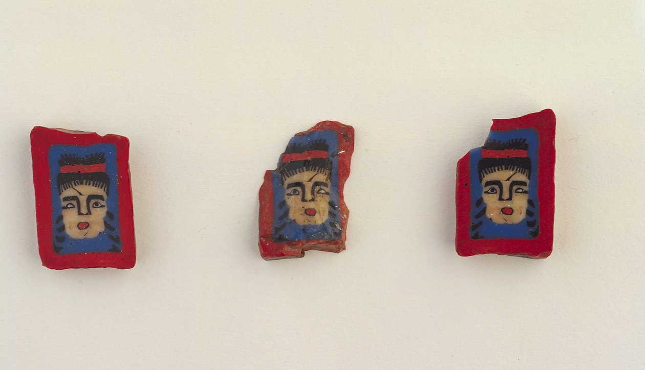 Tre mosaikplader, ptolemæisk periode til romertid, 100 f.Kr.-100 e.Kr. (glas) af Egyptian