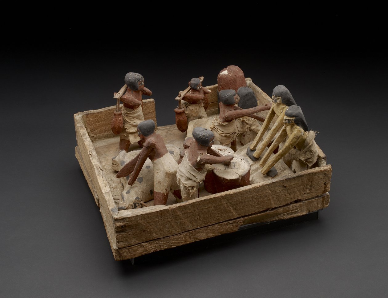 Model, der viser bage-, brygnings- og slagteraktiviteter træ, gesso og maling af Egyptian 12th Dynasty