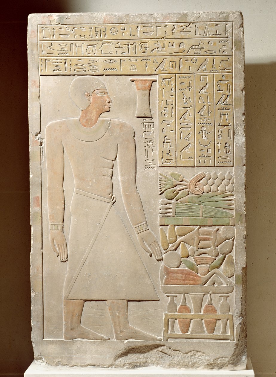 Reliefstela af Senwosret, finanschef, Mellemriget, ca. 1970-1900 f.Kr. (malet kalksten) af Egyptian 12th Dynasty