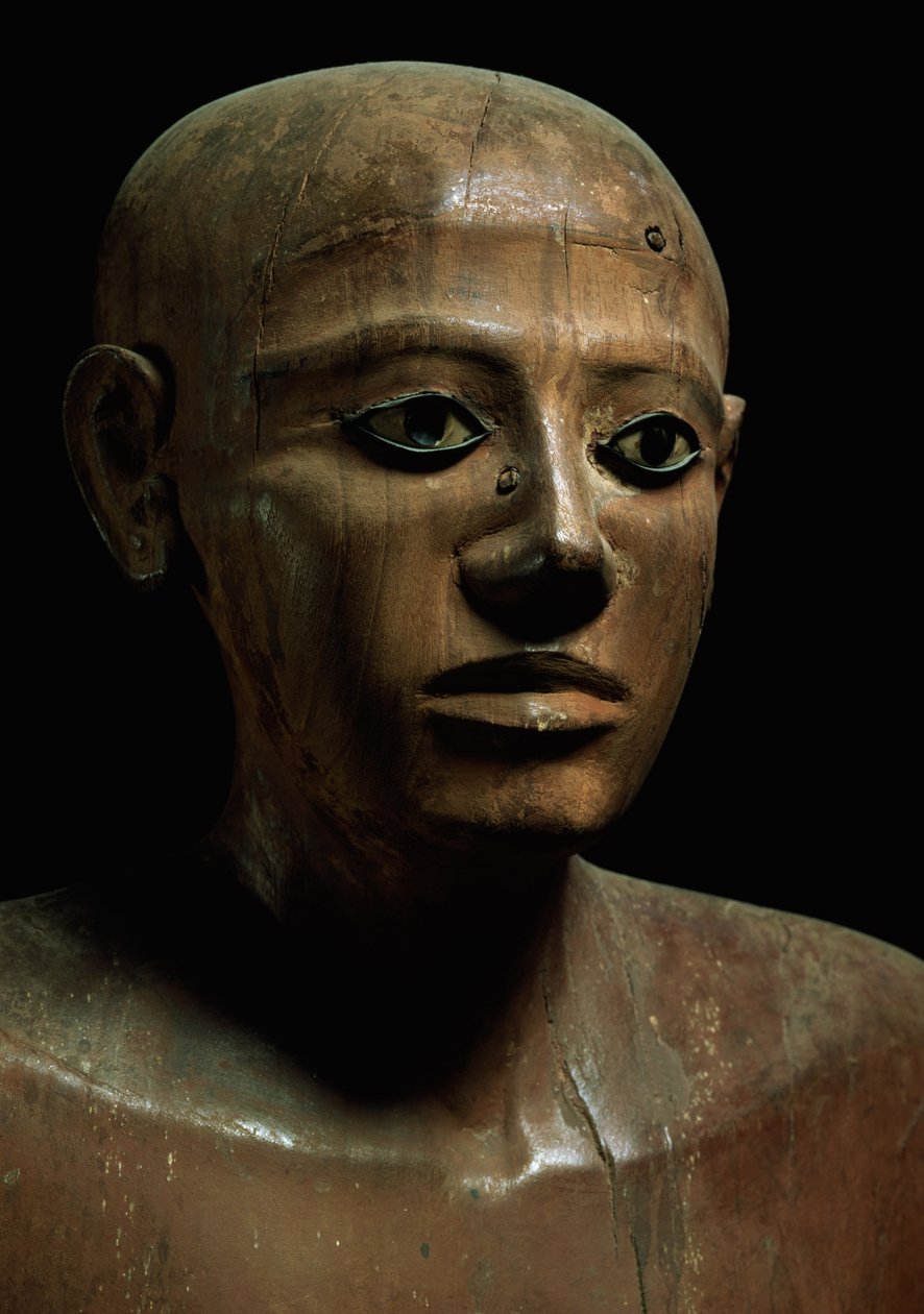 Statue af kansler Nakhti, fra Asyut, det tidlige Mellemrige, ca. 1900 f.Kr. (malet træ) (detalje) af Egyptian 12th Dynasty