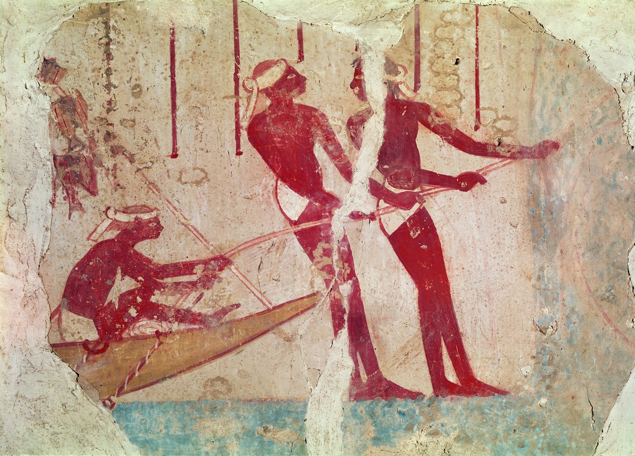 Retur fra Fishing vægmaling af Egyptian 18th Dynasty