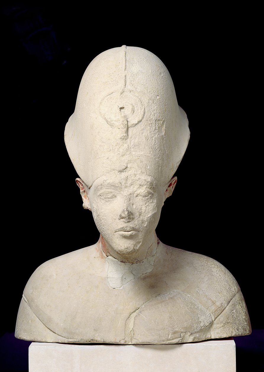 Buste af kong Amenophis IV (Akhenaten) fra Tell el-Amarna, New Kingdom, ca. 1353-1337 f.Kr. (kalksten) af Egyptian 18th Dynasty