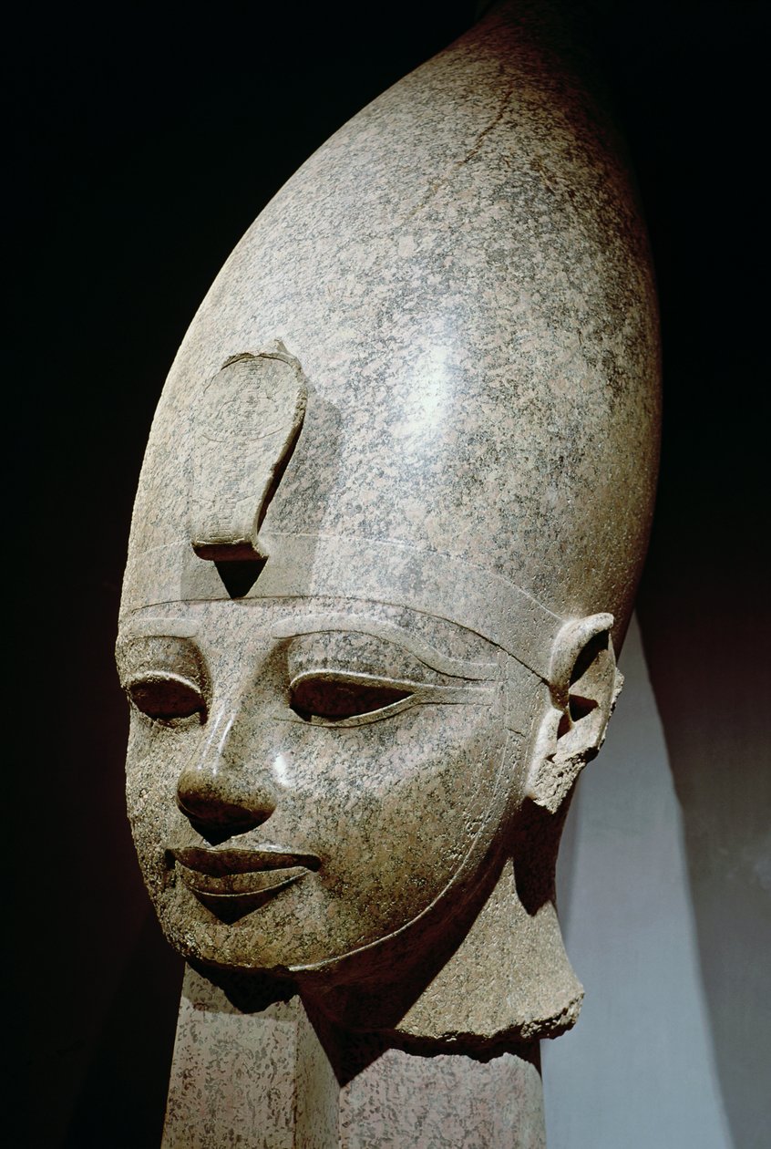 Kolossalhoved af Amenhotep III, fra al-Qurnah, Det Nye Rige (rosa granit) af Egyptian 18th Dynasty