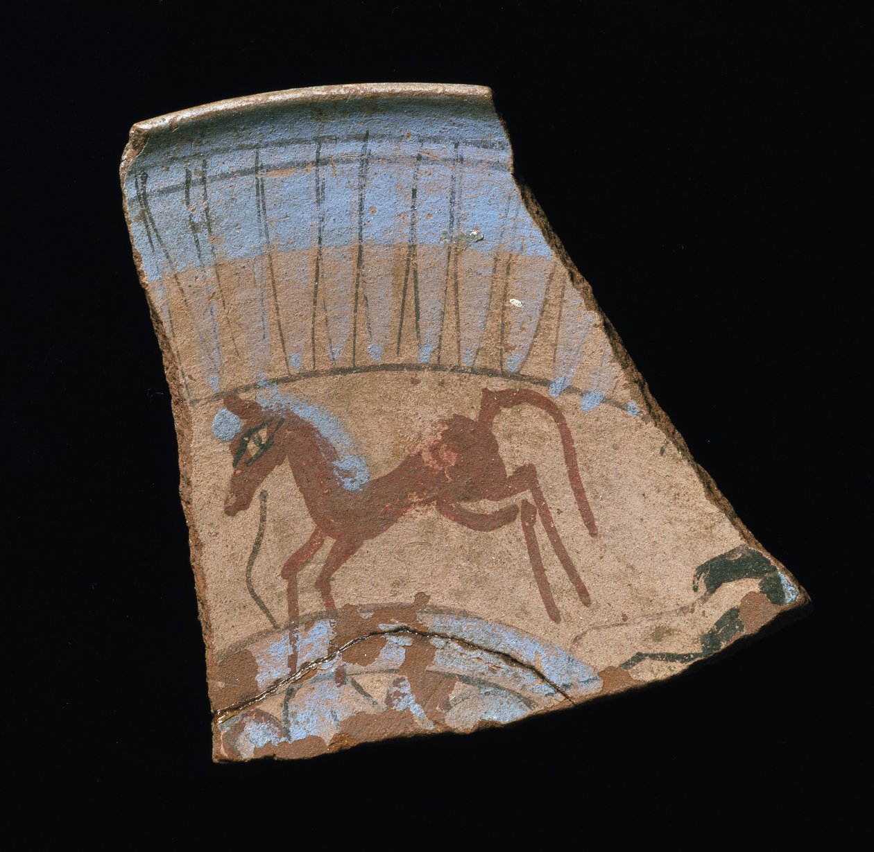 Skår malet med en galoperende hest, fra Tell el-Amarna, New Kingdom (keramik) af Egyptian 18th Dynasty