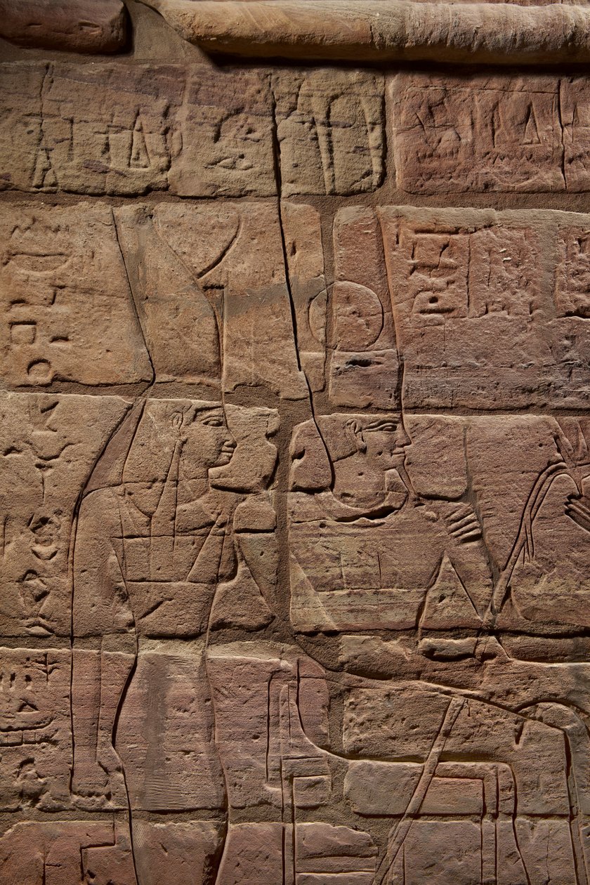 Detalje af muren i Aspelta, c.680 f.Kr. sandsten af Egyptian 25th Dynasty