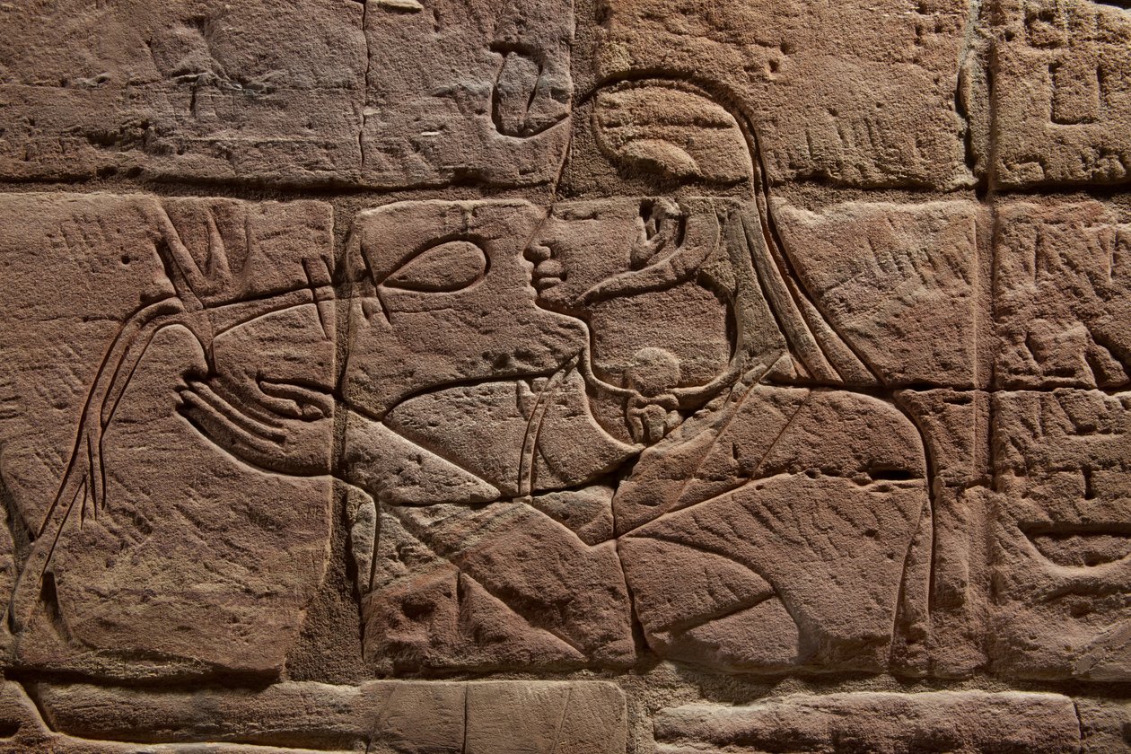Detalje af muren i Aspelta, c.680 f.Kr. sandsten af Egyptian 25th Dynasty