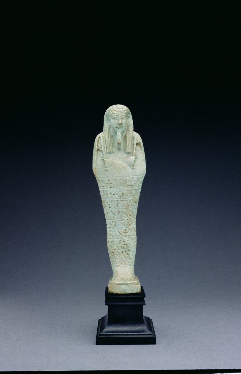Shabti-figur af Imhotep født af Bastetirdis, sen periode (lysegrøn egyptisk fajance) af Egyptian 30th Dynasty