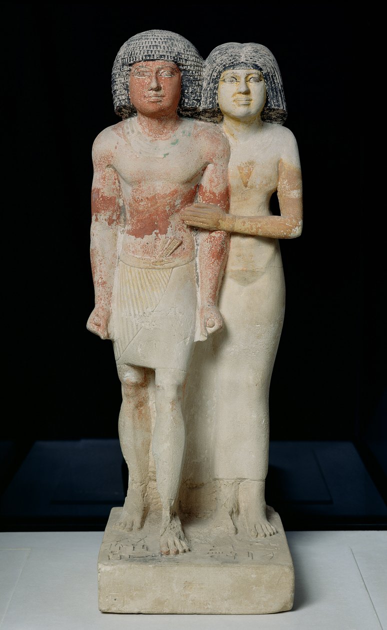 Statue af Raherka og Meresankh, Old Kingdom (kalksten) af Egyptian 5th Dynasty