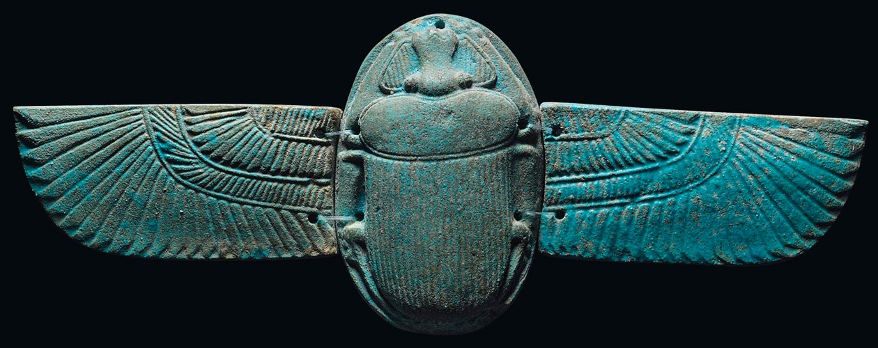 En egyptisk skarabæ med vinge af fajance, ca. 664-30 f.Kr af Egyptian