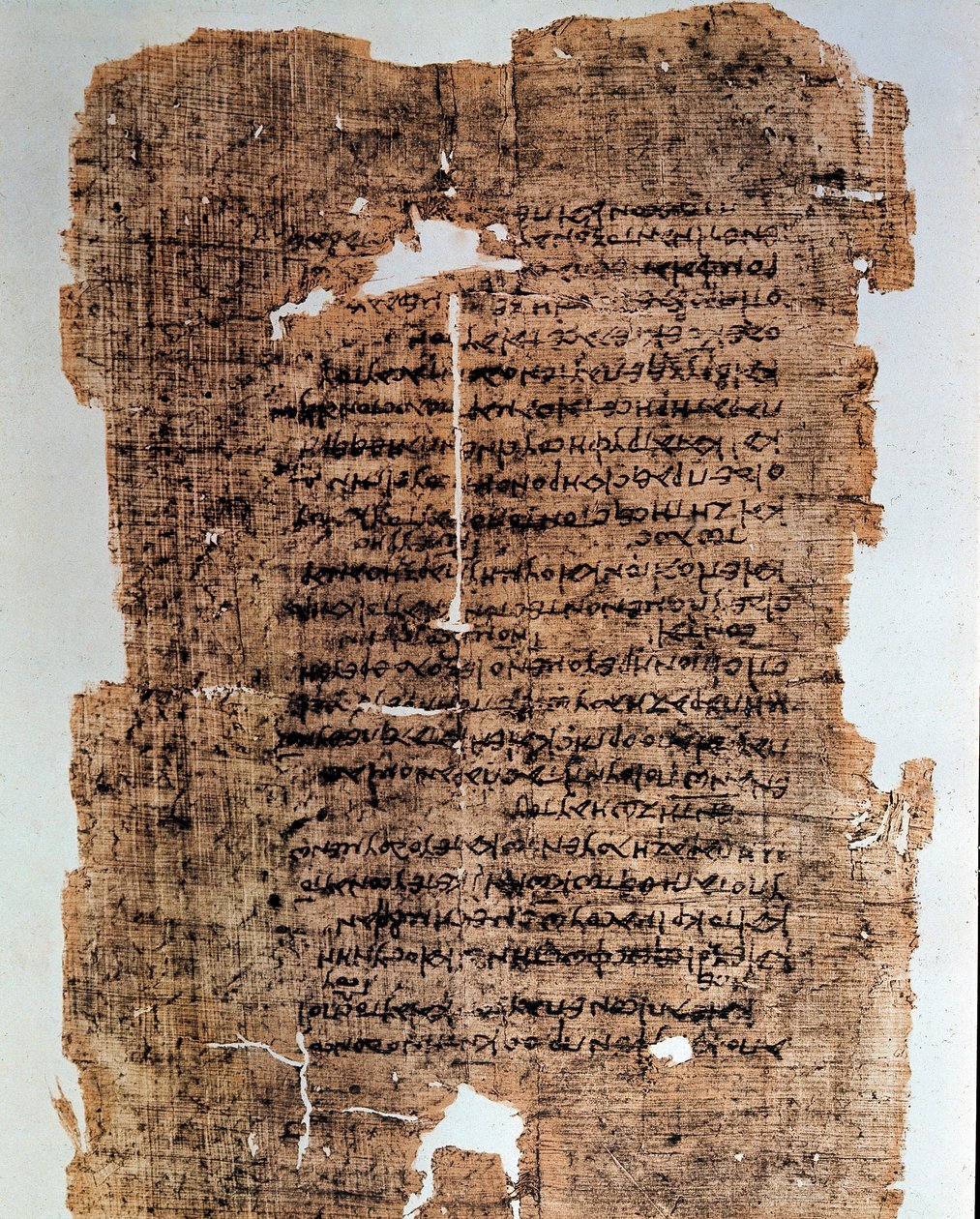Egyptisk antikvitet: papyrus dækket med inskriptioner. Codex fra det 4. århundrede f.Kr. Svag. 17x28 cm. Alexandria af Egypten, Nationalmuseet af Egyptian