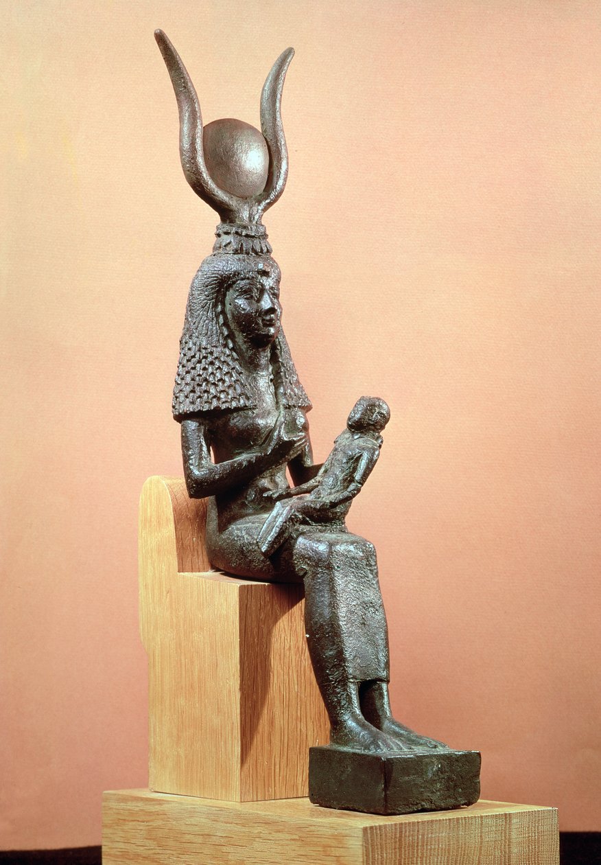 Isis dier spædbarnet Horus (bronze) af Egyptian