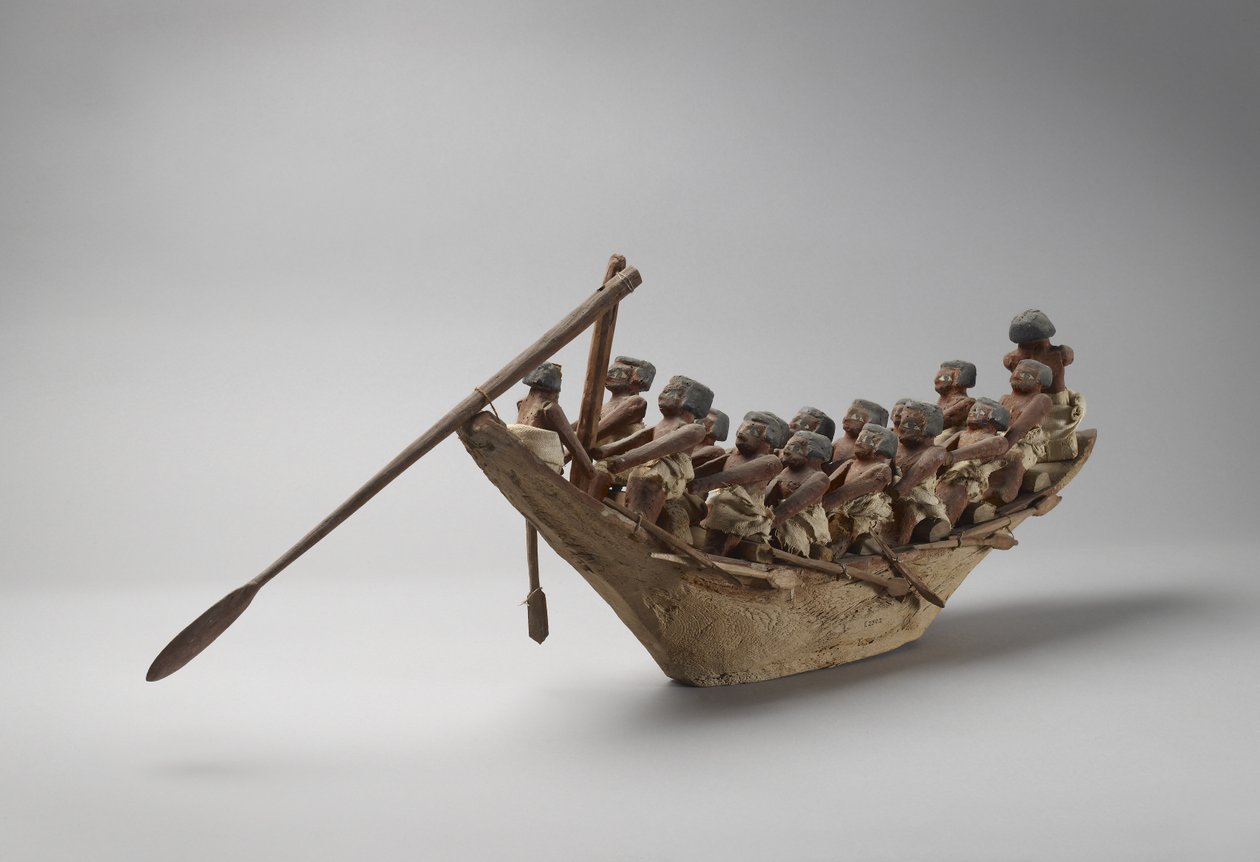 Model begravelsesbåd, fra Beni Hasan, sandsynligvis Middle Kingdom, ca. 2060-1786 (blandet medier) af Egyptian