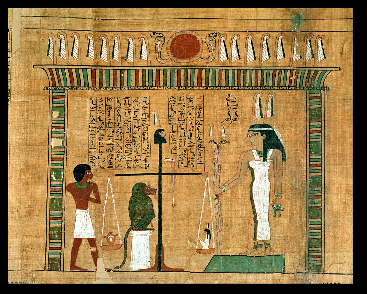 The Weighing of the Heart, detalje fra en side i de dødes bog (papyrus) af Egyptian