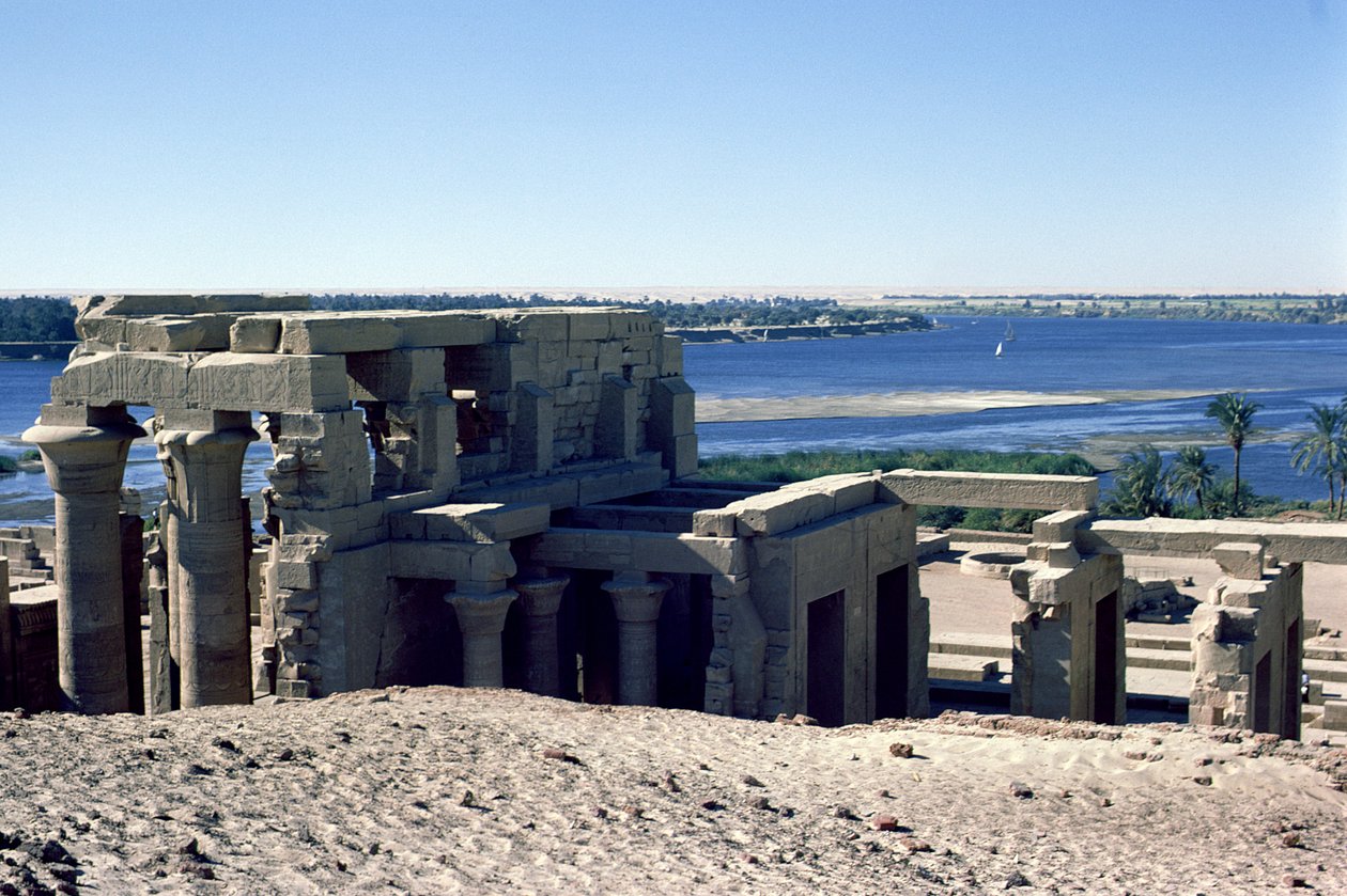 Udsigt over det romerske og ptolemæiske dobbelttempel Sobek og Haroeris ved Nilen af Egyptian
