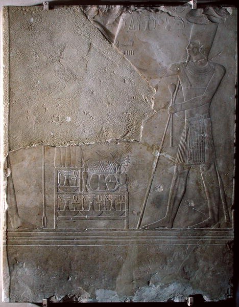Relief af Mentuhotep III (ca. 2004-c.1992 f.Kr.) indvielse af ofre, Mellemriget, ca. 1982-1970 f.Kr. (kalksten) af Egyptian 11th Dynasty