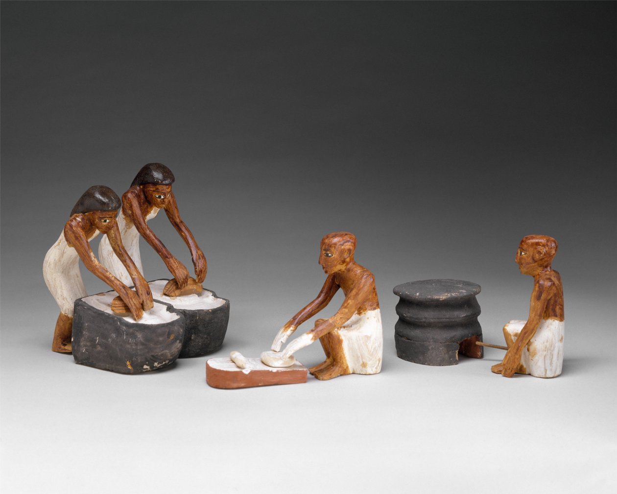 Bagere og bryggere fra Meketres grav, ca. 1981-1975 f.v.t. (træ, gesso, maling, linned) af Egyptian 12th Dynasty
