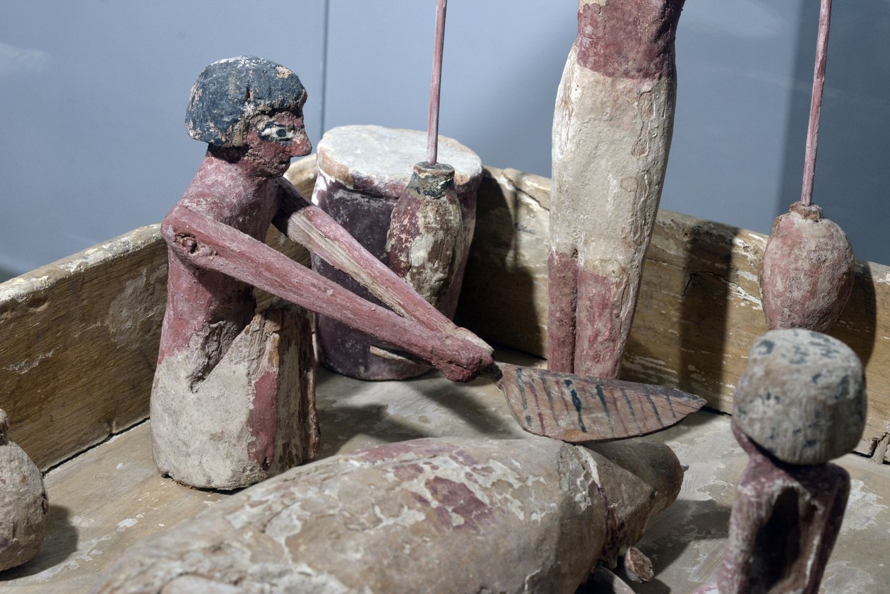 Detalje fra model af en slagterbutik, Egypten, ca. 2000-1700 f.Kr af Egyptian 12th Dynasty