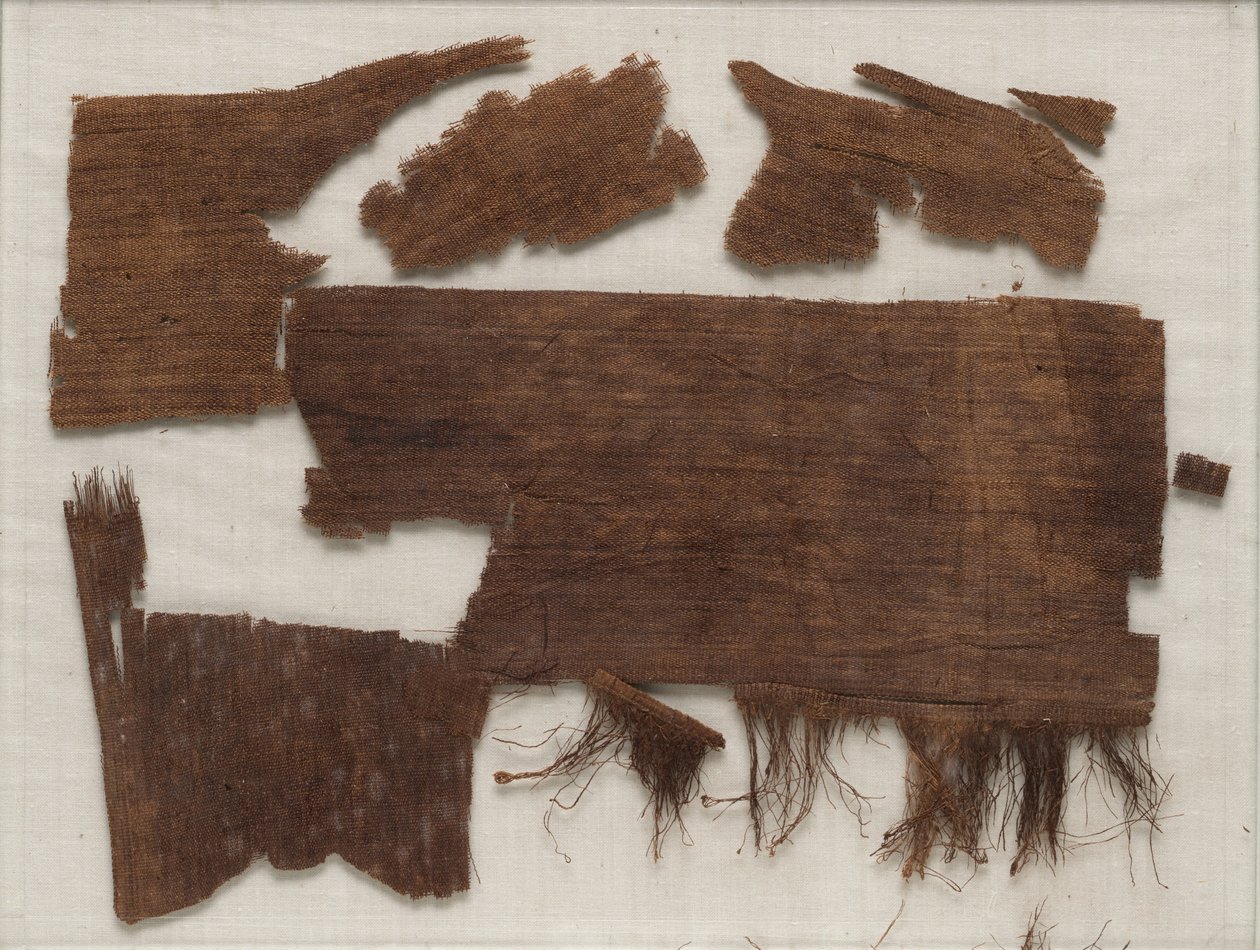 Fragmenter af egyptiske mumieindpakninger fundet i kisten i Senbi, Mellemriget, ca. 1918-1859 f.Kr. af Egyptian 12th Dynasty