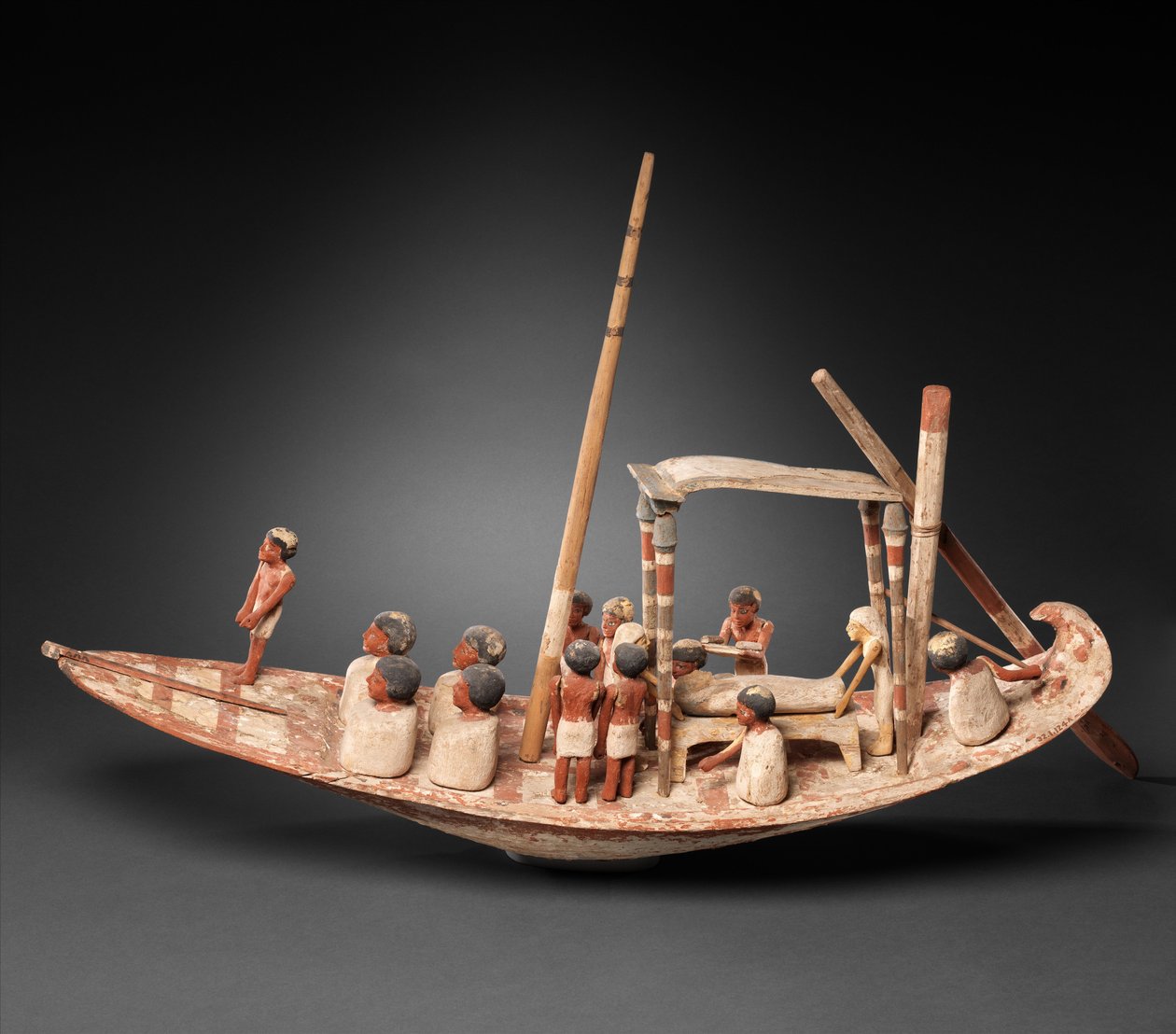 Modelsejlbåd, der transporterer en mumie, ca. 1900-1885 f.Kr. (træ, maling) af Egyptian 12th Dynasty