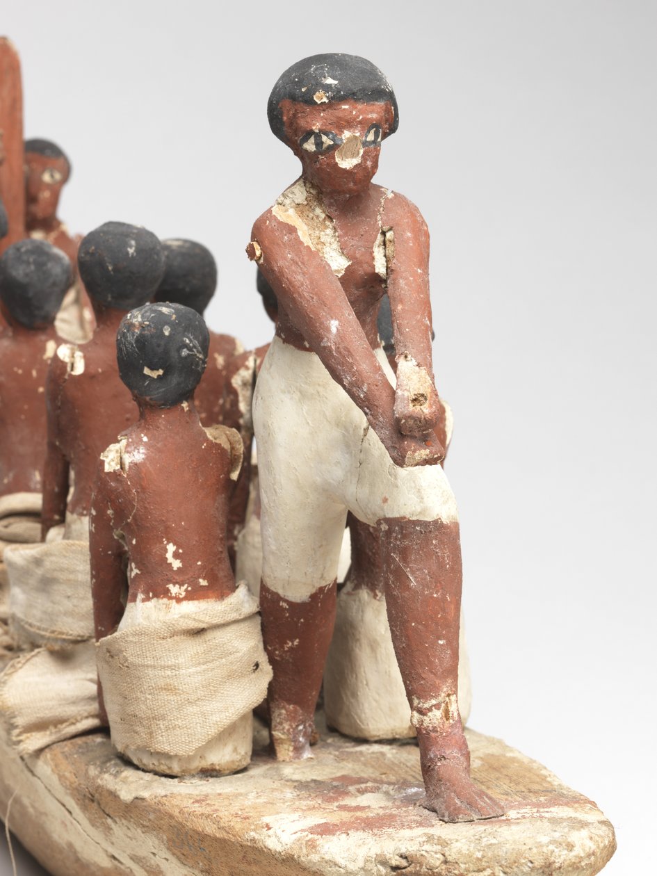 Model sejlbåd fra Tomb of Khety (Beni Hasan) Middle Kingdom, ca. 2010 B.C. - 1950 f.Kr. (malet træ og linned) af Egyptian 12th Dynasty