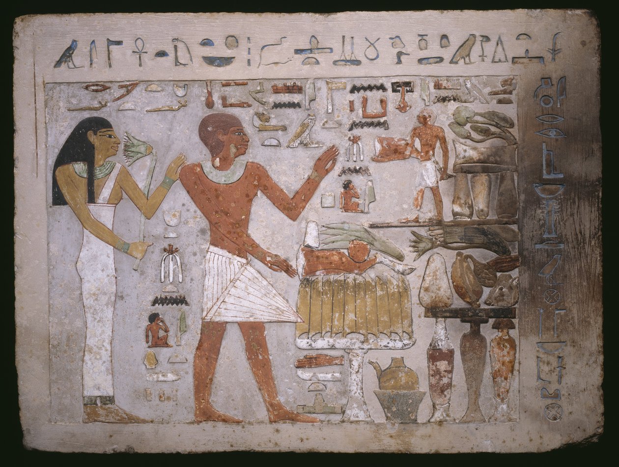 Vægfragment fra graven af Amenemhet og hans kone Hemet, Mellemriget af Egyptian 12th Dynasty