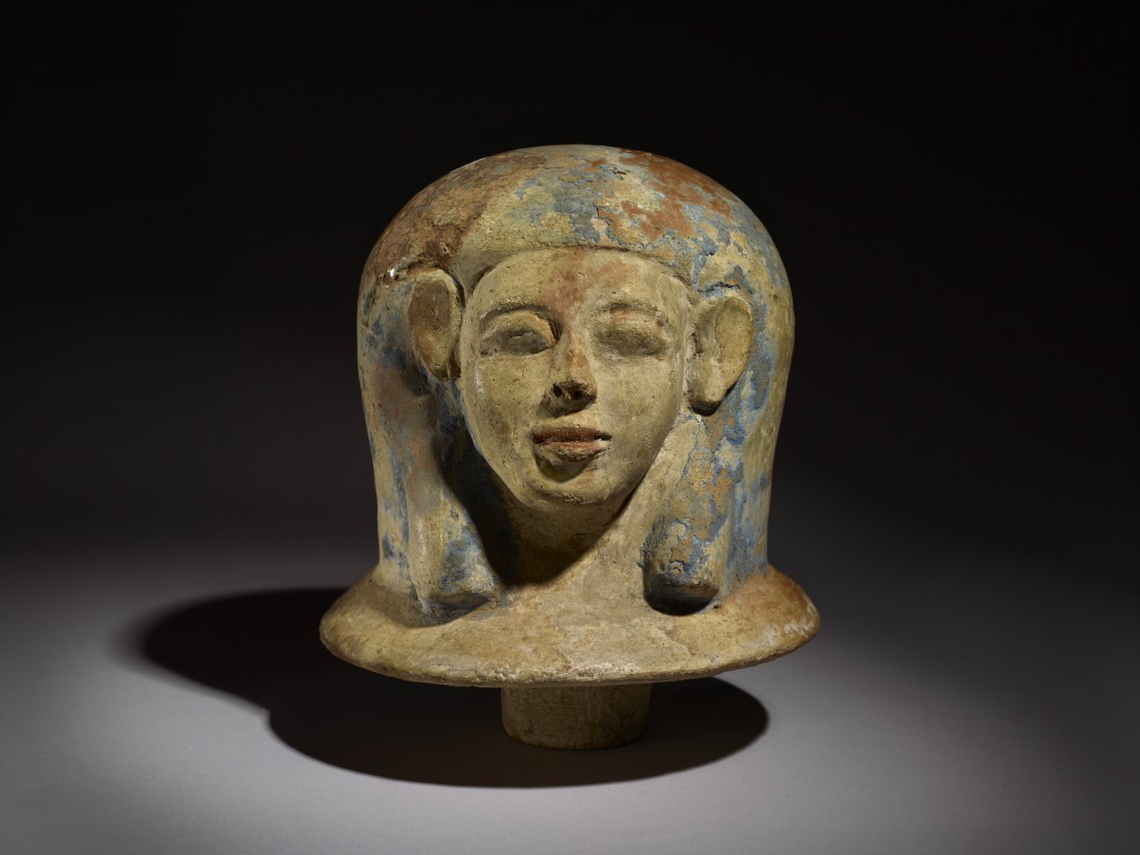 Canopic krukkelåg i form af et hoved af Egyptian 17th Dynasty