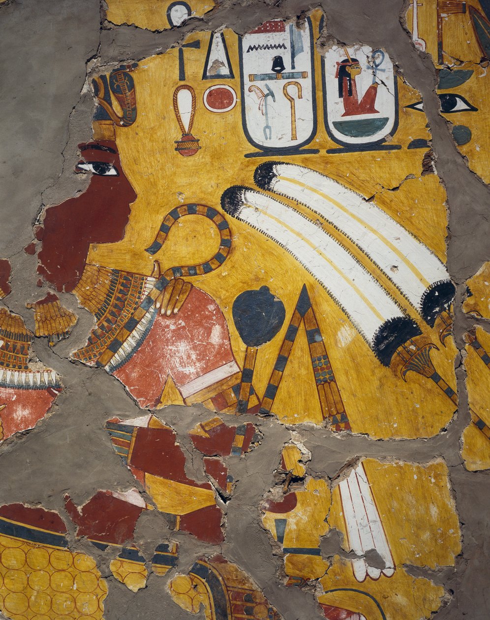 Amenhotep III med flabellum, scepter og slagvåben, maleri fra Amenhotep III